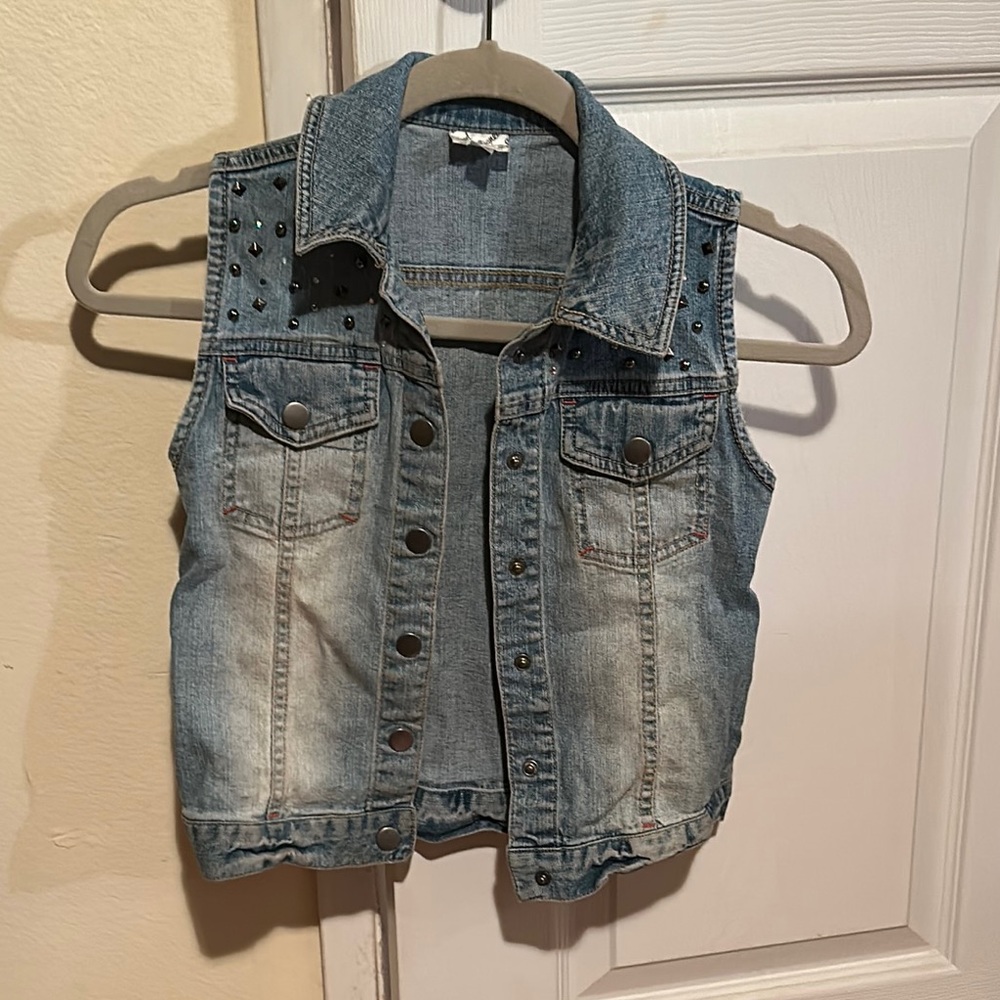 Girls Studded Denim Vest